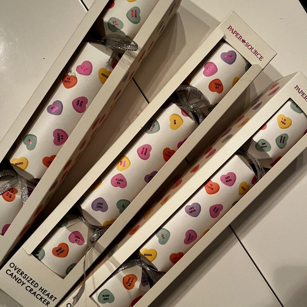 Valentine Conversation Heart Crackers Set of TWO by‎ Paper Source (New)